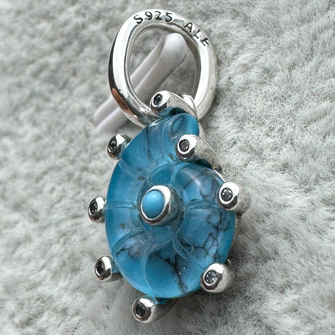 Charm Colgante Caracola De Cristal De Murano Azul