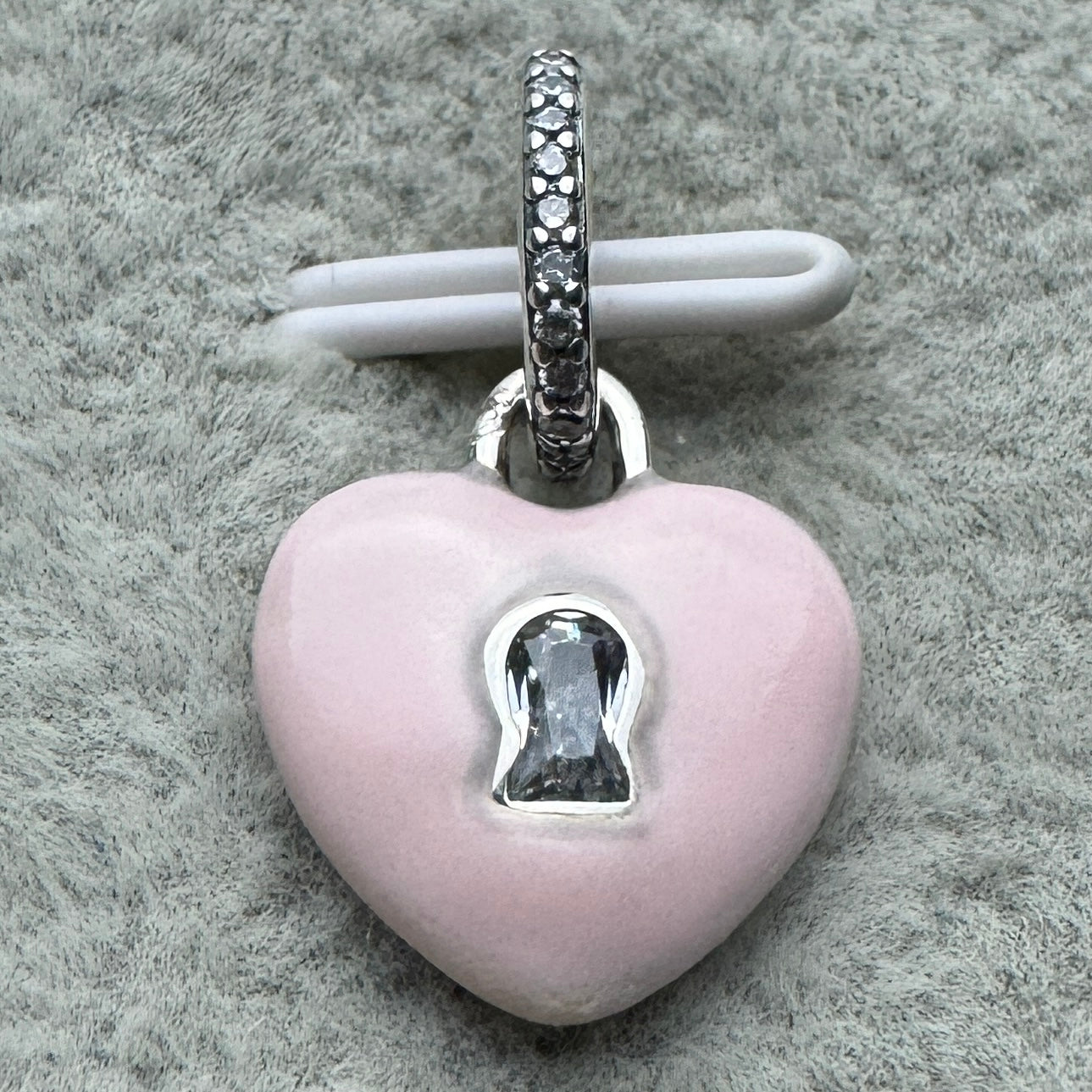 Charm Colgante Corazón Candado Rosa
