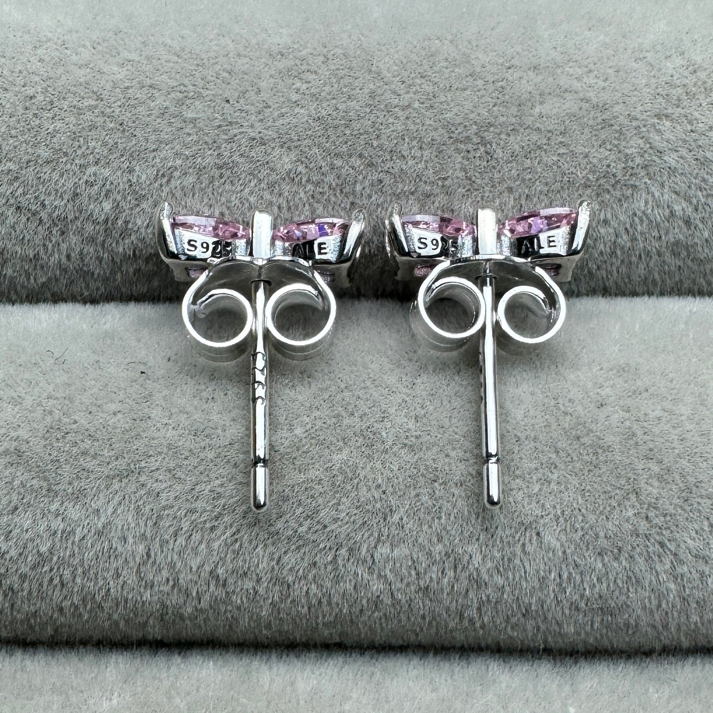 Aretes De Botón Moño Rosa