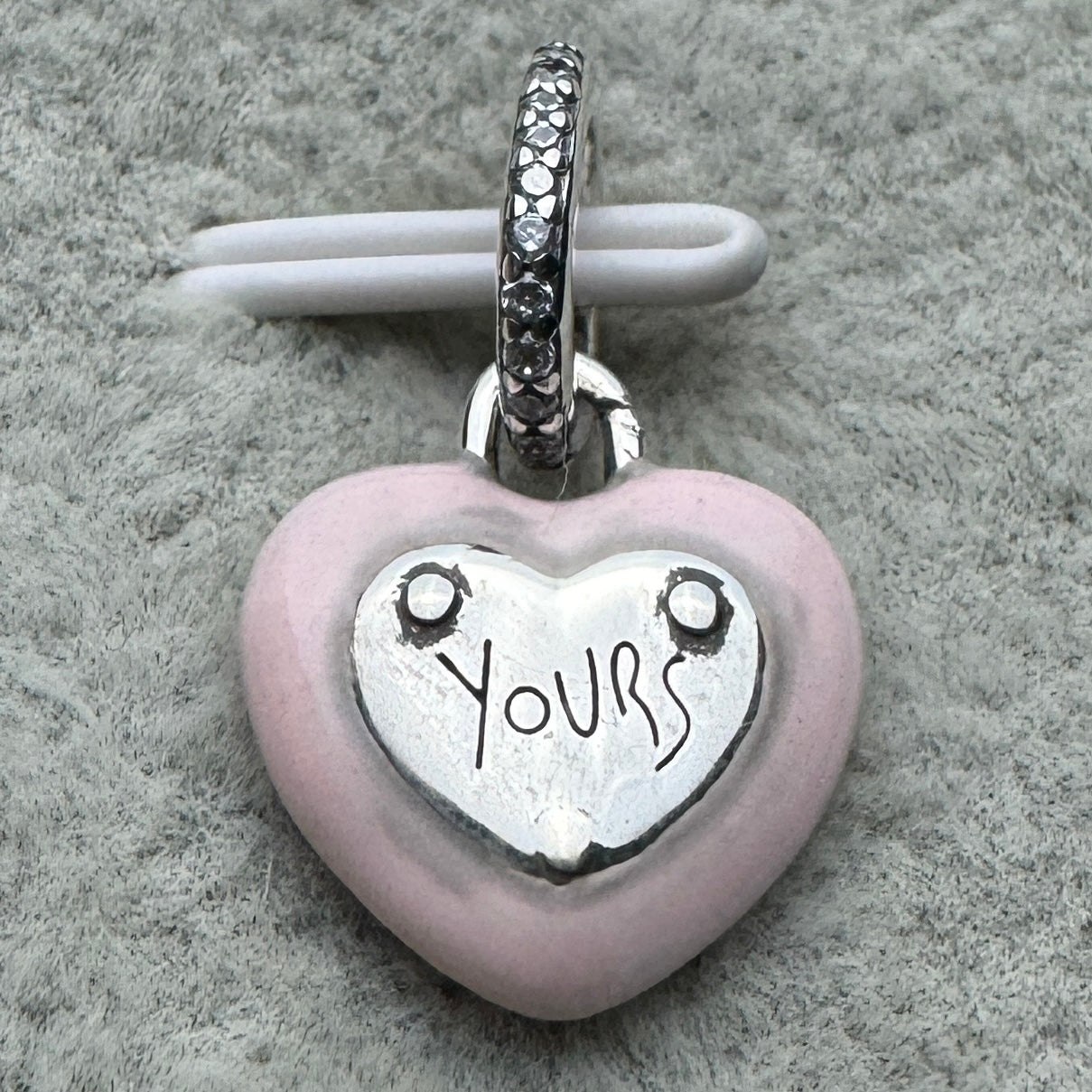 Charm Colgante Corazón Candado Rosa