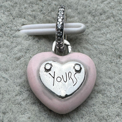 Charm Colgante Corazón Candado Rosa