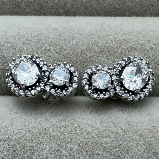 Aretes De Botón Halo Y Abrazo