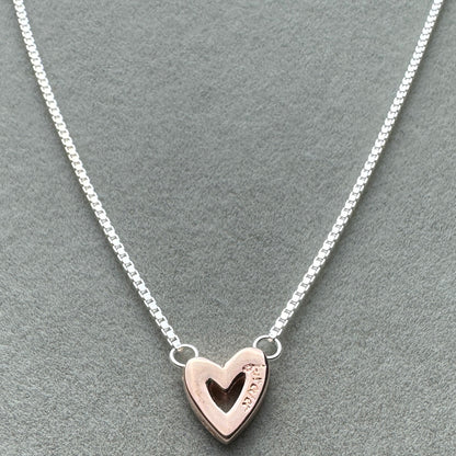 Collar Corazón de Diseño Libre Resplandeciente Baño Oro Rosa 45 cm (Ajustable A 42.5 y 40 cm)