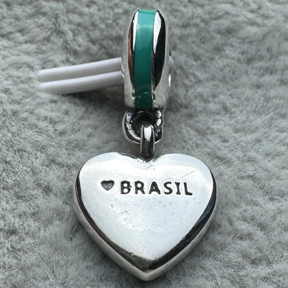 Charm Colgante Corazón Bandera De Brasil