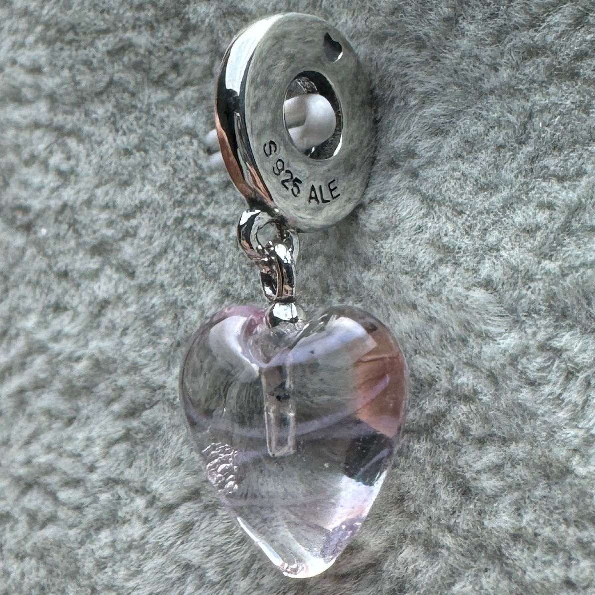 Charm Colgante Corazón Rosa De Cristal De Murano