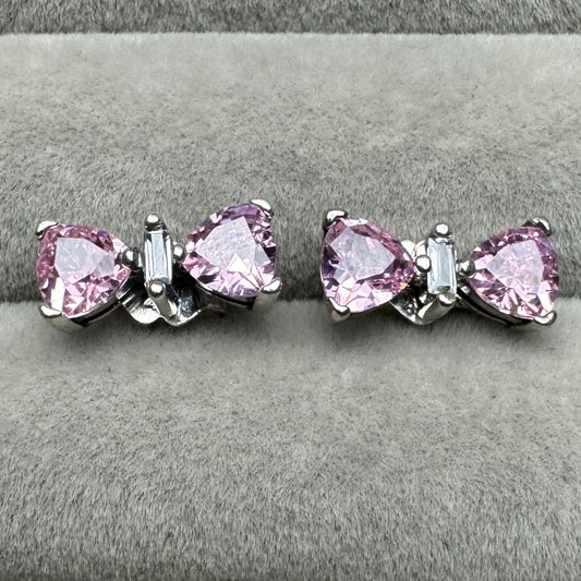 Aretes Moño Rosa Grandes