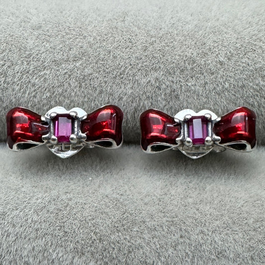 Aretes De Botón Lazo Princesa Blanca Nieves Disney