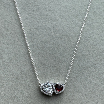 Collar Corazón Rojo Y Transparente Brillante 45 cm (Ajustable A 44, 42 Y 39 cm)