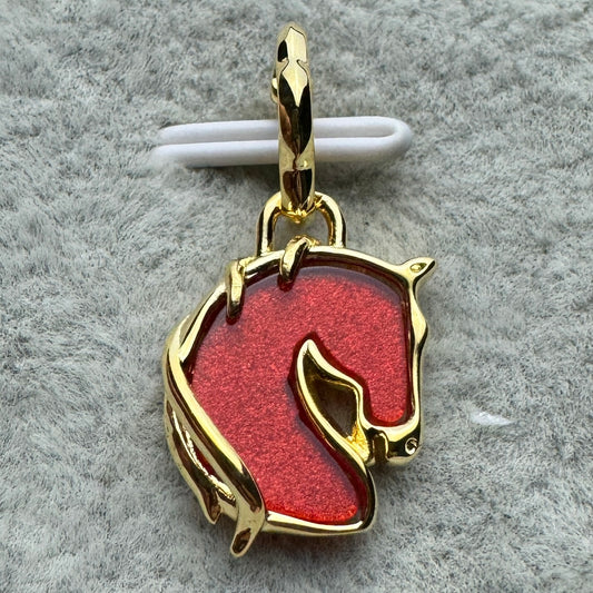 Charm Colgante Caballo Rojo Cristal Murano