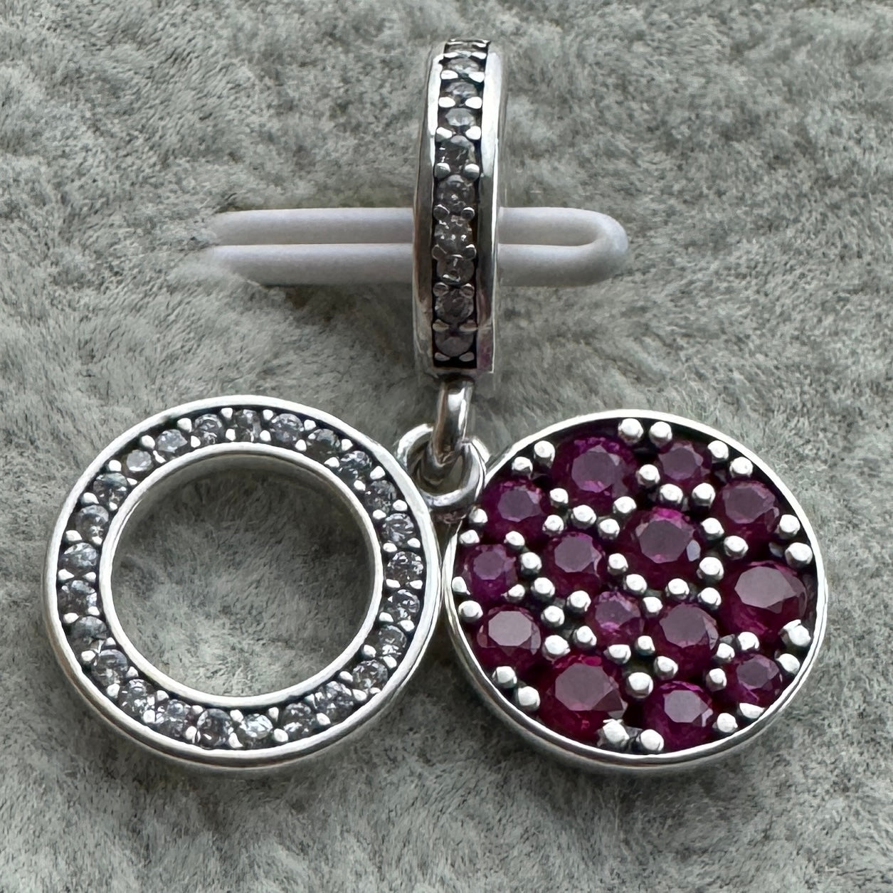 Charm Colgante Doble Disco Rojo Reluciente