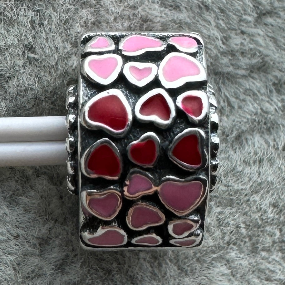 Charm Clip De Seguridad Corazones Rojos Y Rosas