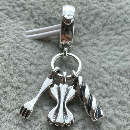 Charm Colgante Triple Pasta Y Tenedor