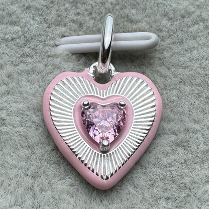 Charm Colgante Corazón Rosa Radiante