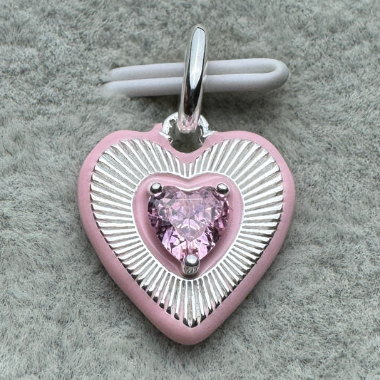 Charm Colgante Corazón Rosa Radiante
