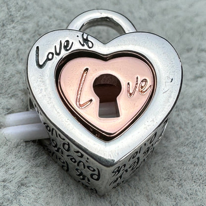 Charm Corazón Candado Divisible En Dos Tonos