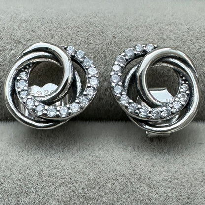 Aretes De Botón Círculos Entrelazados Familia Por Siempre