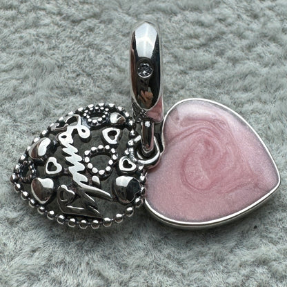 Charm Colgante Doble Corazón Familia