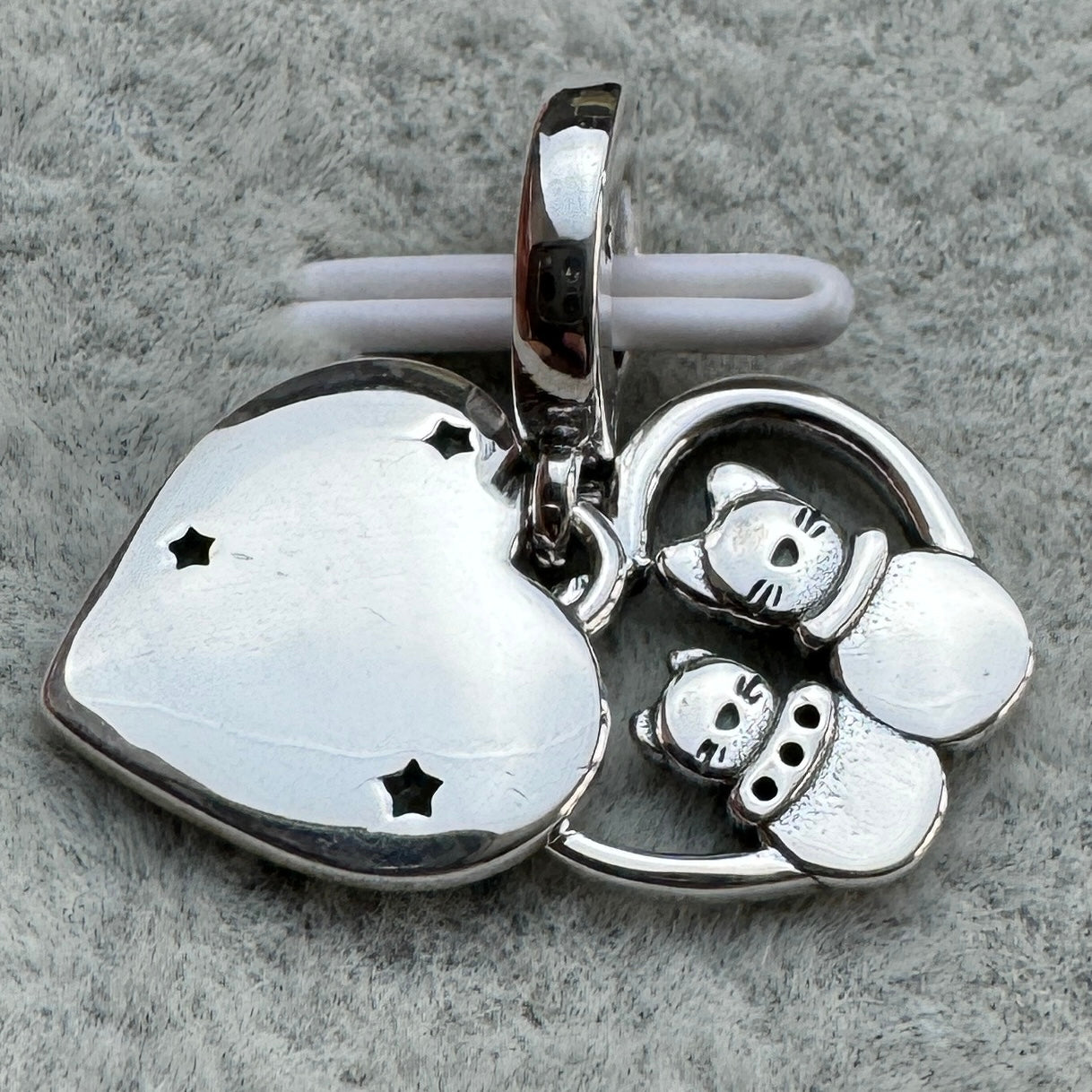 Charm Colgante Corazón Gatos