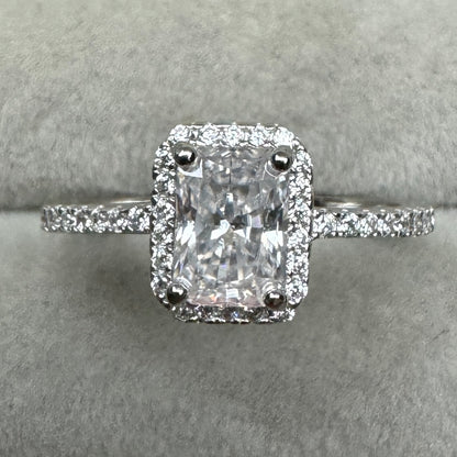 Anillo Rectángulo Corte Diamante Moissanita