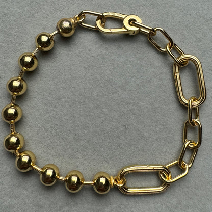 Brazalete Eslabones Y Bolitas Dorado