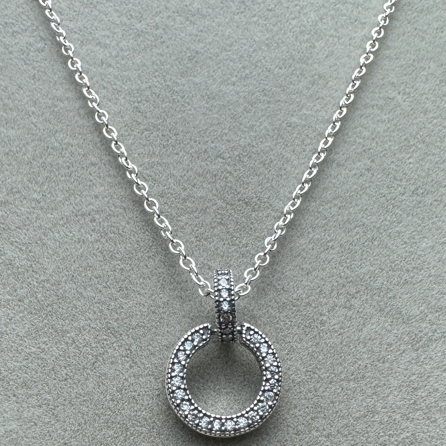 Collar y Pendiente Círculo Doble Brillante 45 cm (Ajustable A 42.5 y 40 cm)