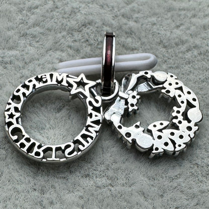 Charm Colgante Doble Corona Navideña
