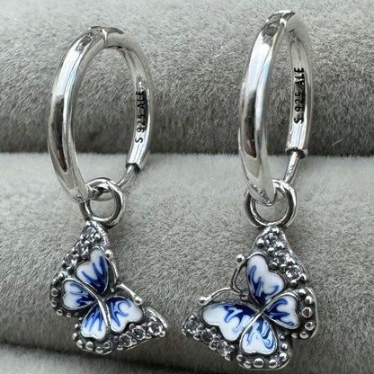 Aretes De Aro Mariposa Azul