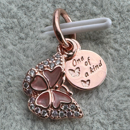 Charm Colgante Doble Mariposa Oro Rosa