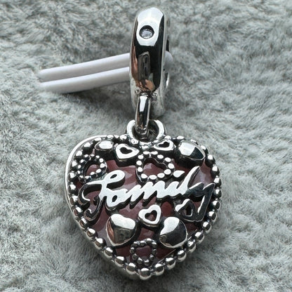 Charm Colgante Doble Corazón Familia