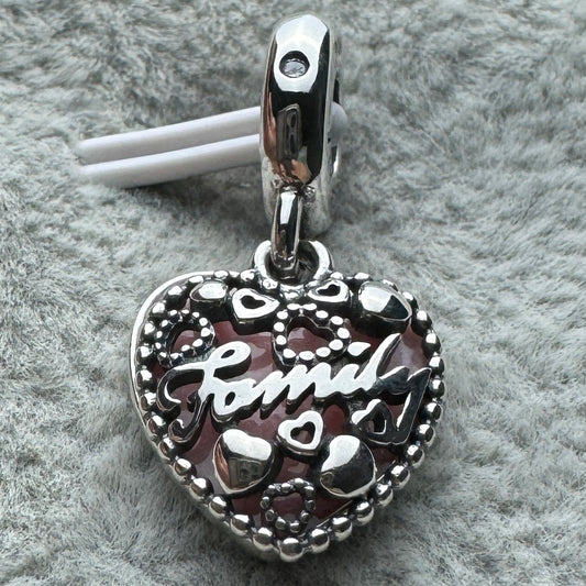 Charm Colgante Doble Corazón Familia