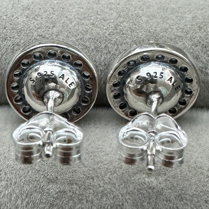 Aretes De Botón Halo Rosa Redondo Brillante