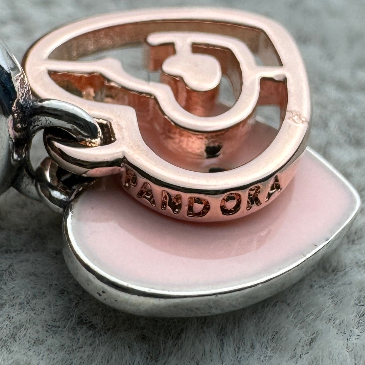 Charm Colgante Doble Corazones Rosas