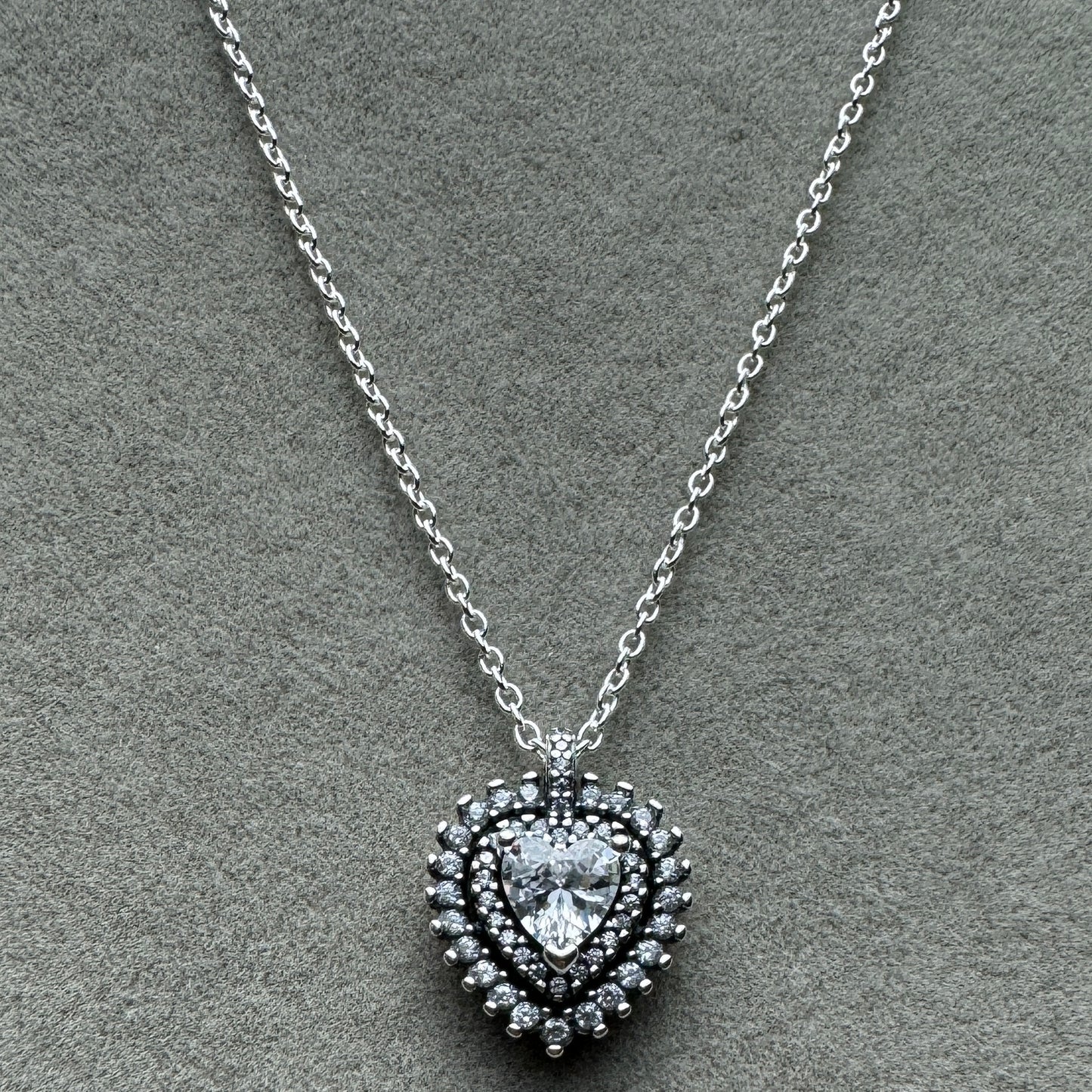Collar Corazón Halo Brillante 45 cm (Ajustable A 41 Y 37 cm)