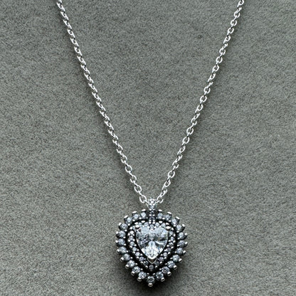 Collar Corazón Halo Brillante 45 cm (Ajustable A 41 Y 37 cm)