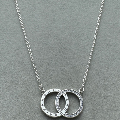 Collar Doble Círculo Brillante 50 cm (Ajustable A 47.5 y 45 cm)