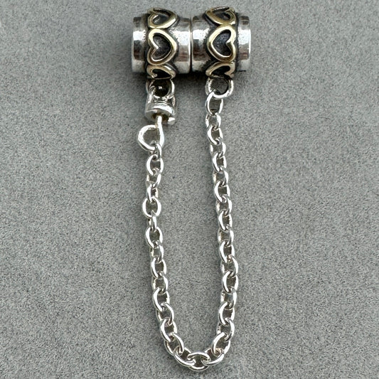 Cadena De Seguridad Corazones Dorados
