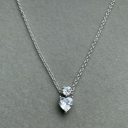 Collar Dos Corazones Brillantes 45 cm (Ajustable A 41 cm)