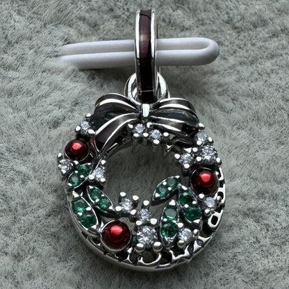 Charm Colgante Doble Corona Navideña