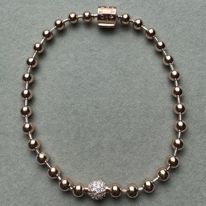 Brazalete De Cuentas Y Pavé Rosa