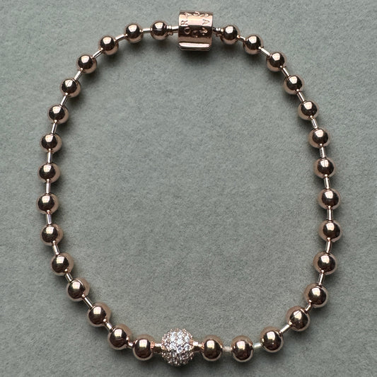 Brazalete De Cuentas Y Pavé Rosa