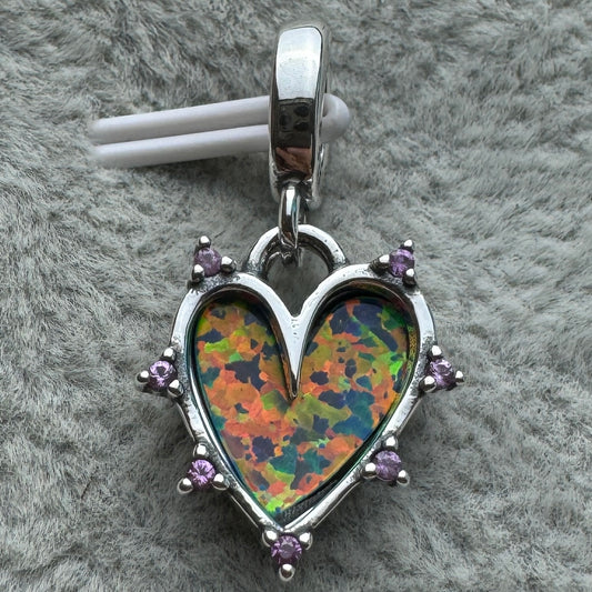 Charm Colgante Doble Corazón Opalescente