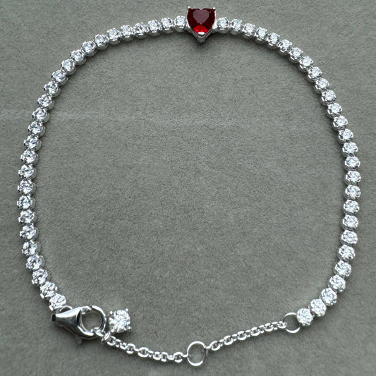 Brazalete Tenis Con Corazón Rojo Brillante
