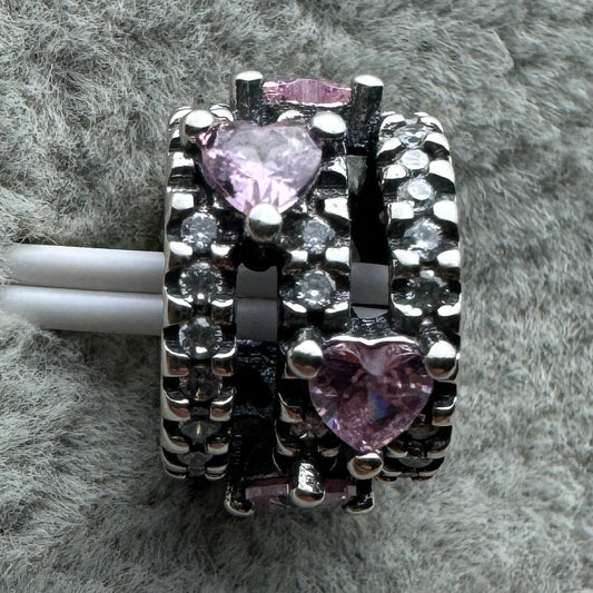 Charm Triple Corazones Con Halo Reluciente