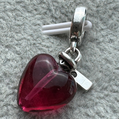 Charm Colgante De Cristal De Murano Corazón Rosa Poción De Amor