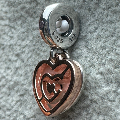 Charm Colgante Doble Corazones Rosas