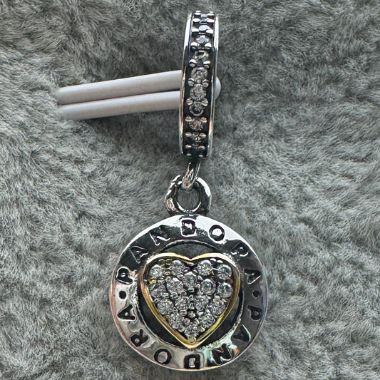 Charm Colgante Logotipo Brillante Corazón Dorado