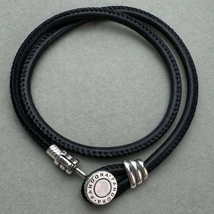 Brazalete Cuero Doble Vuelta Broche Círculo