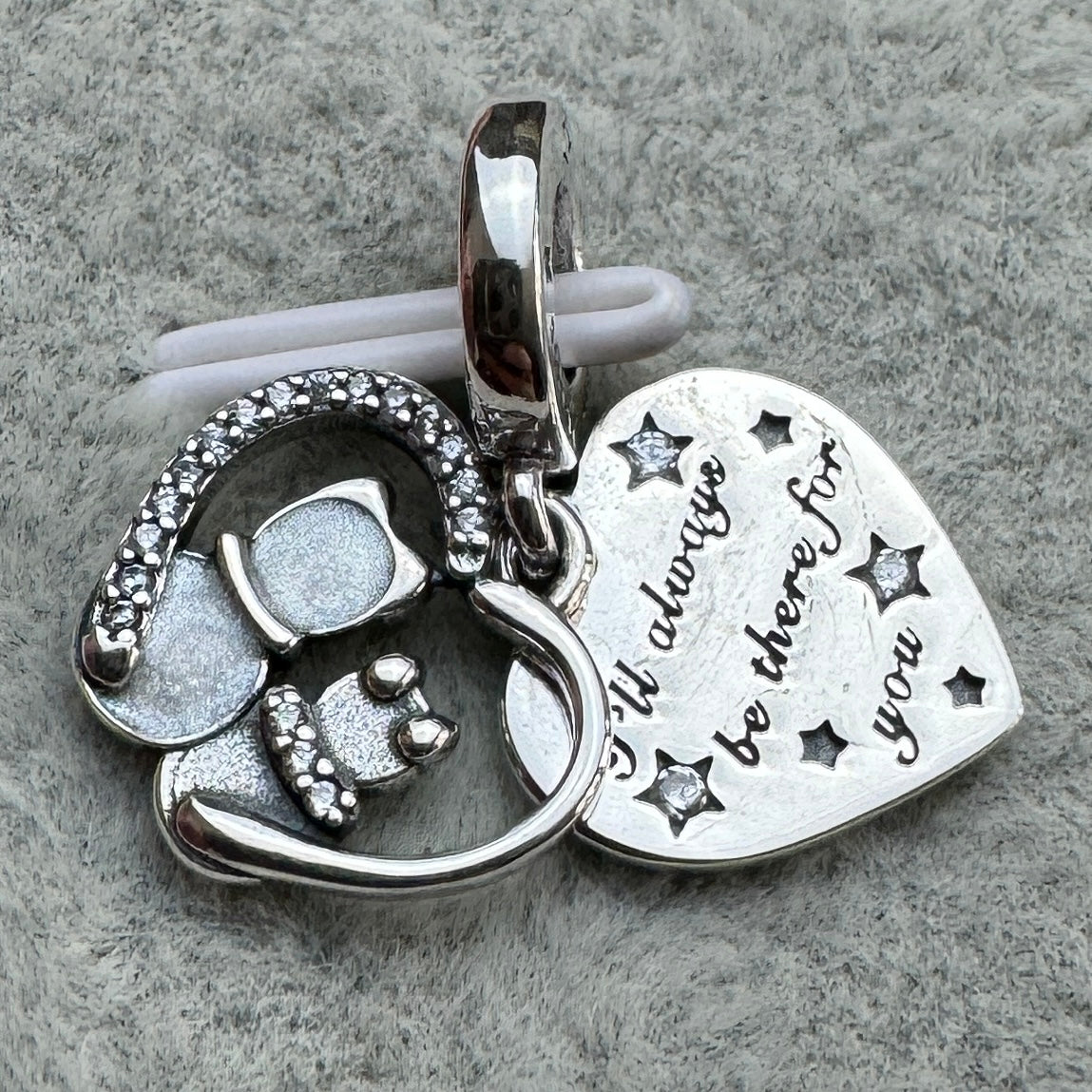 Charm Colgante Corazón Gatos