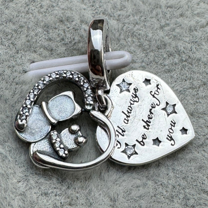 Charm Colgante Corazón Gatos