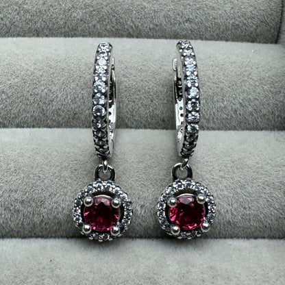 Aretes Halo Rojo Brillante